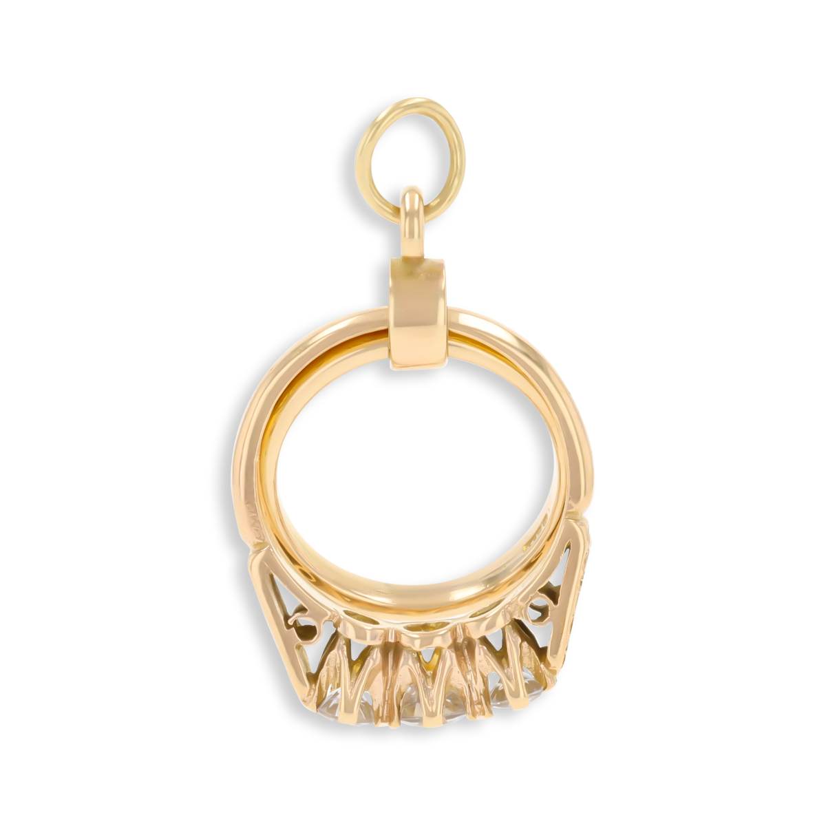 9ct Yellow Gold Cubic Zirconia Trilogy & Wedding Rings Charm