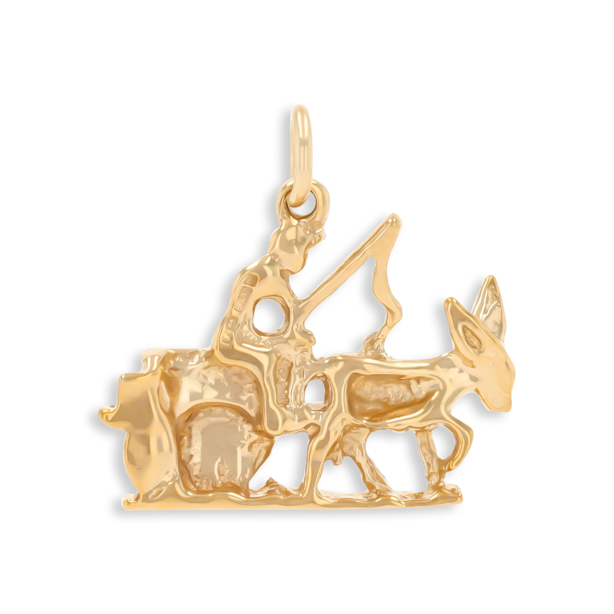 9ct Yellow Gold Donkey & Cart with Driver Charm