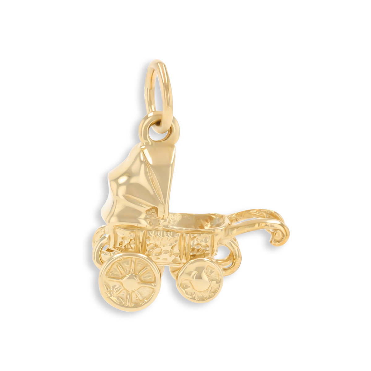 9ct Yellow Gold Small Moveable Pram Charm