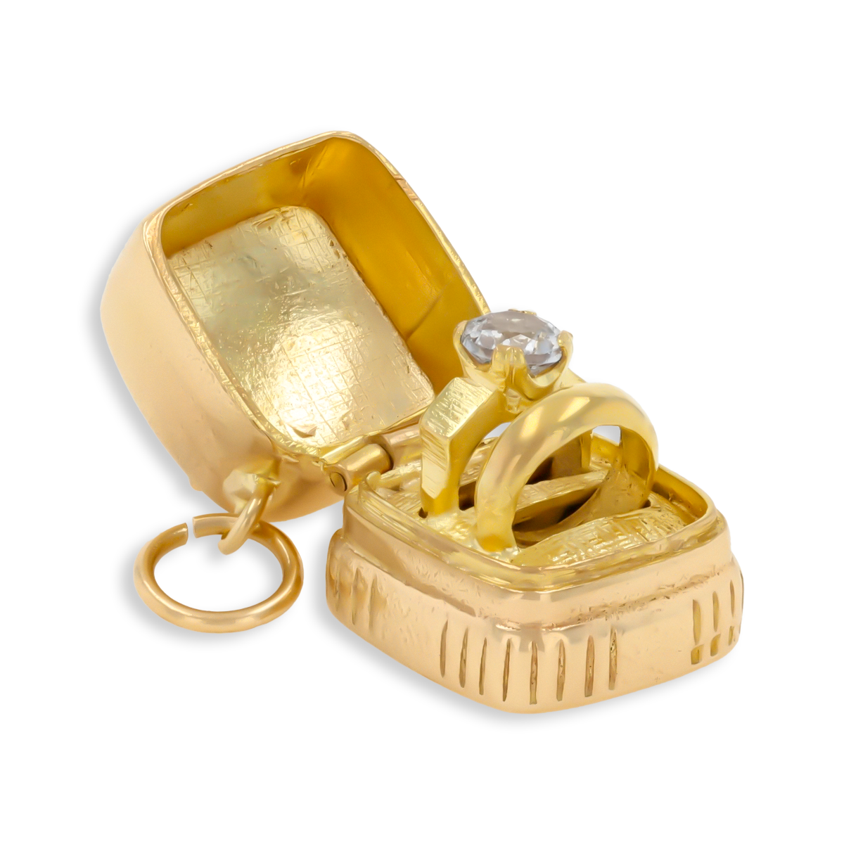 9ct Yellow Gold Engagement & Wedding Ring Box Opening Charm