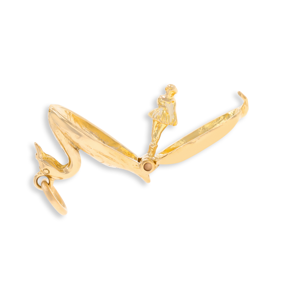 9ct Yellow Gold Swan Lake with Enamel Opening Charm