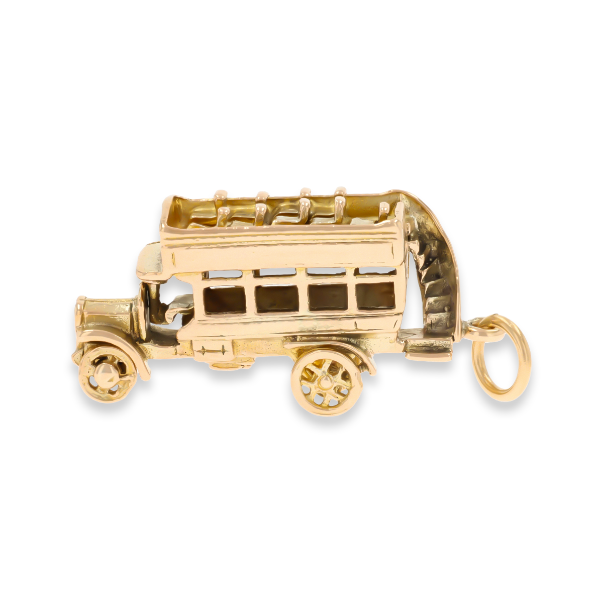 9ct Yellow Gold Open Topped Tour Bus Charm By Georg Jensen