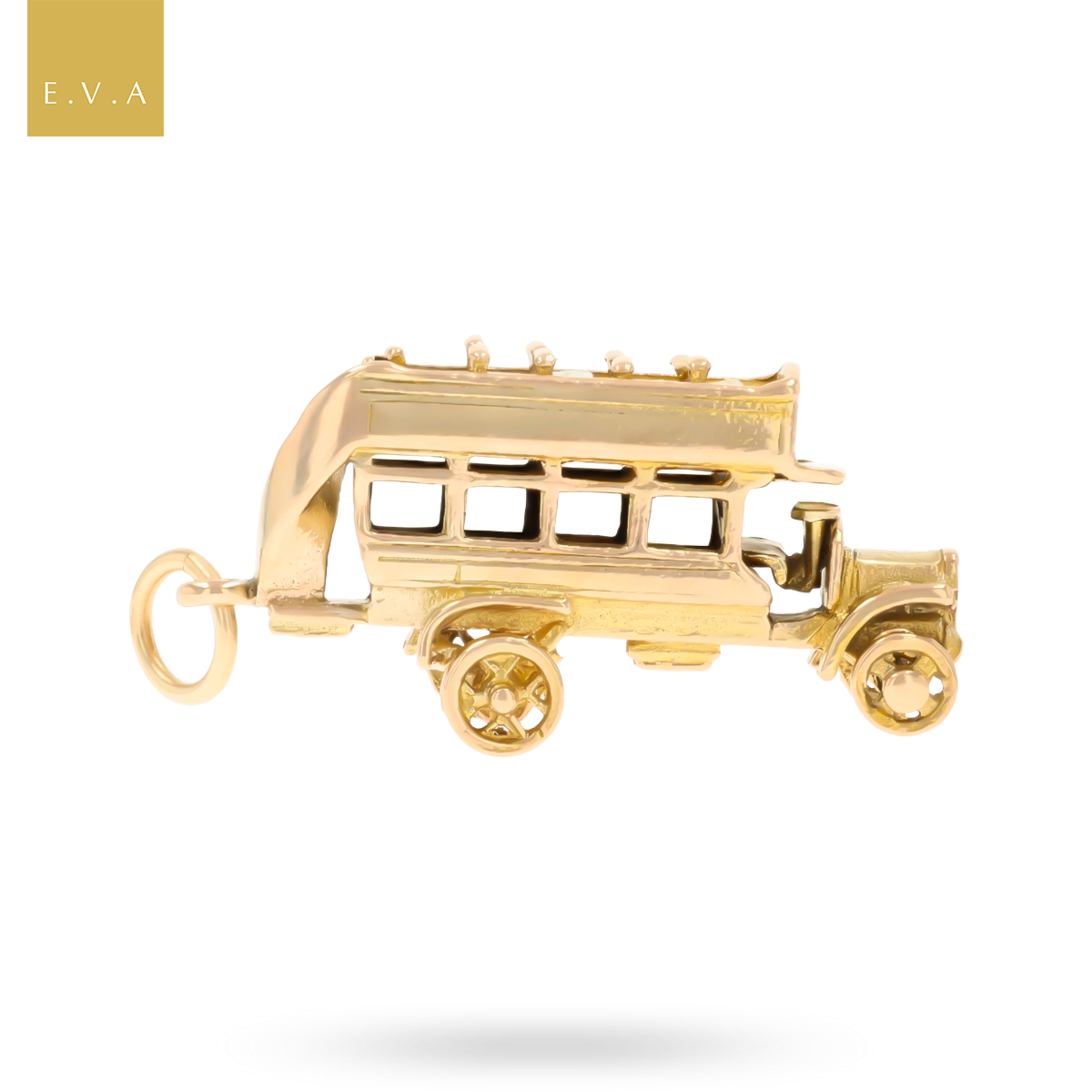 9ct Yellow Gold Open Topped Tour Bus Charm By Georg Jensen