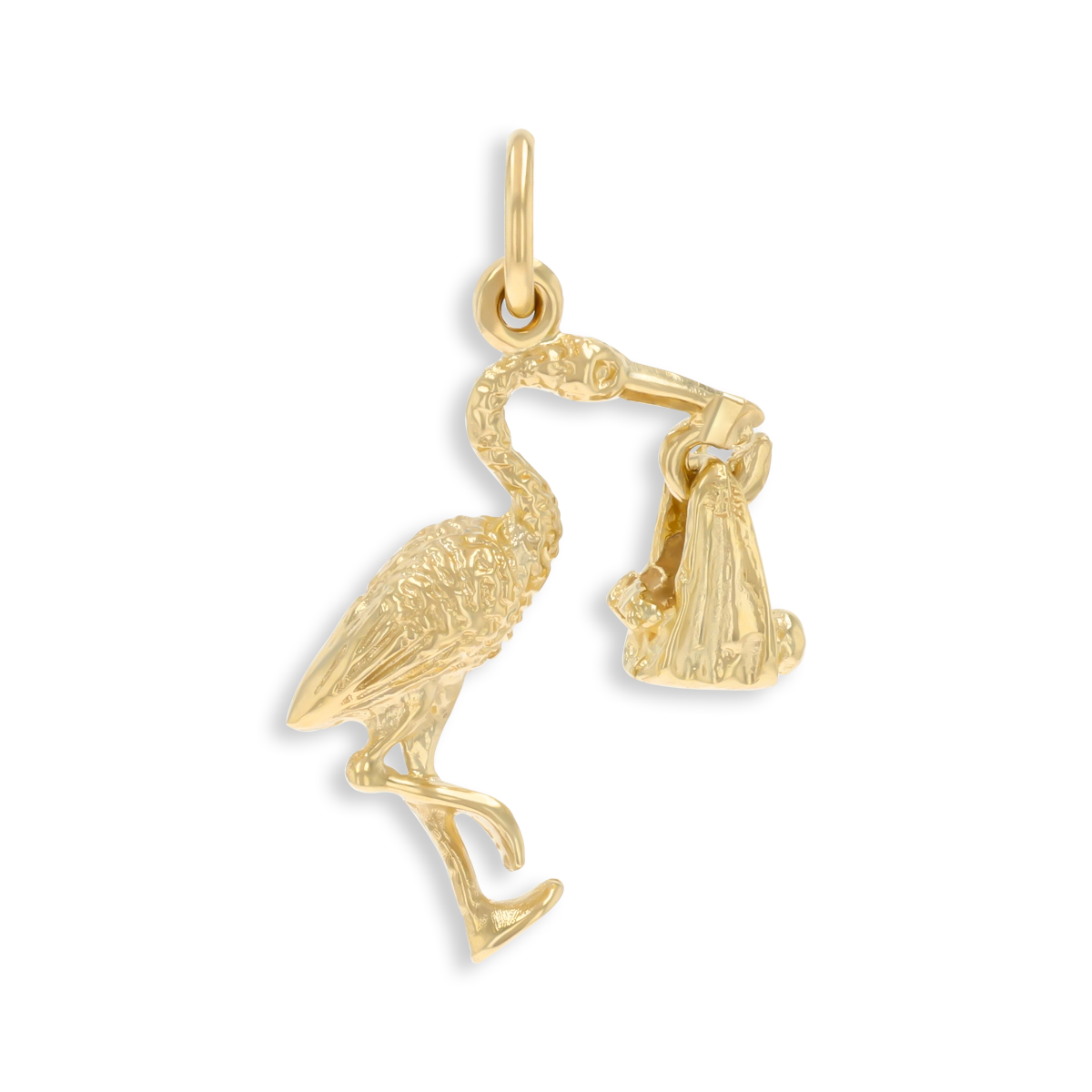 9ct Yellow Gold Stork & Baby Charm