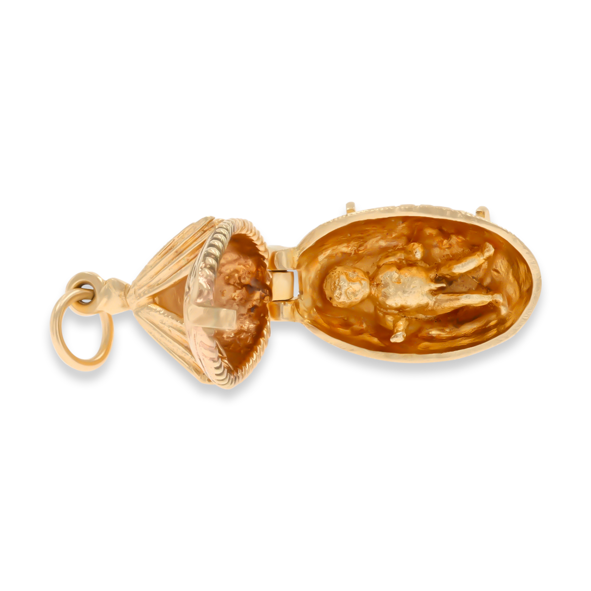 9ct Yellow Gold Baby Boy in Moses Rocking Basket Charm