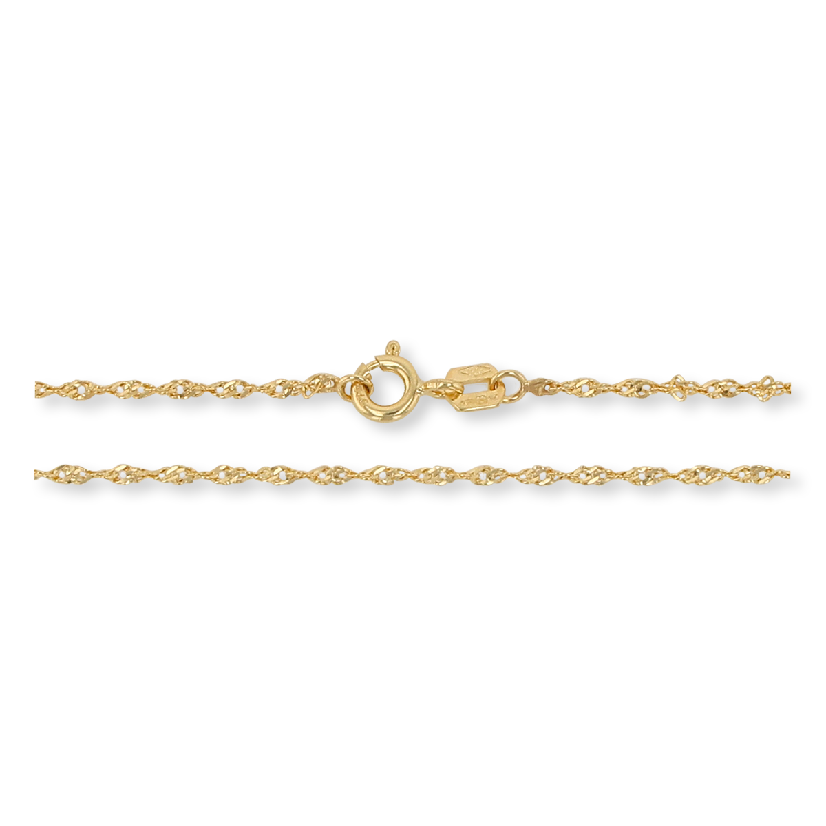 9ct Yellow Gold 1.4mm Diamond Cut Singapore Twist Chain - Clasp