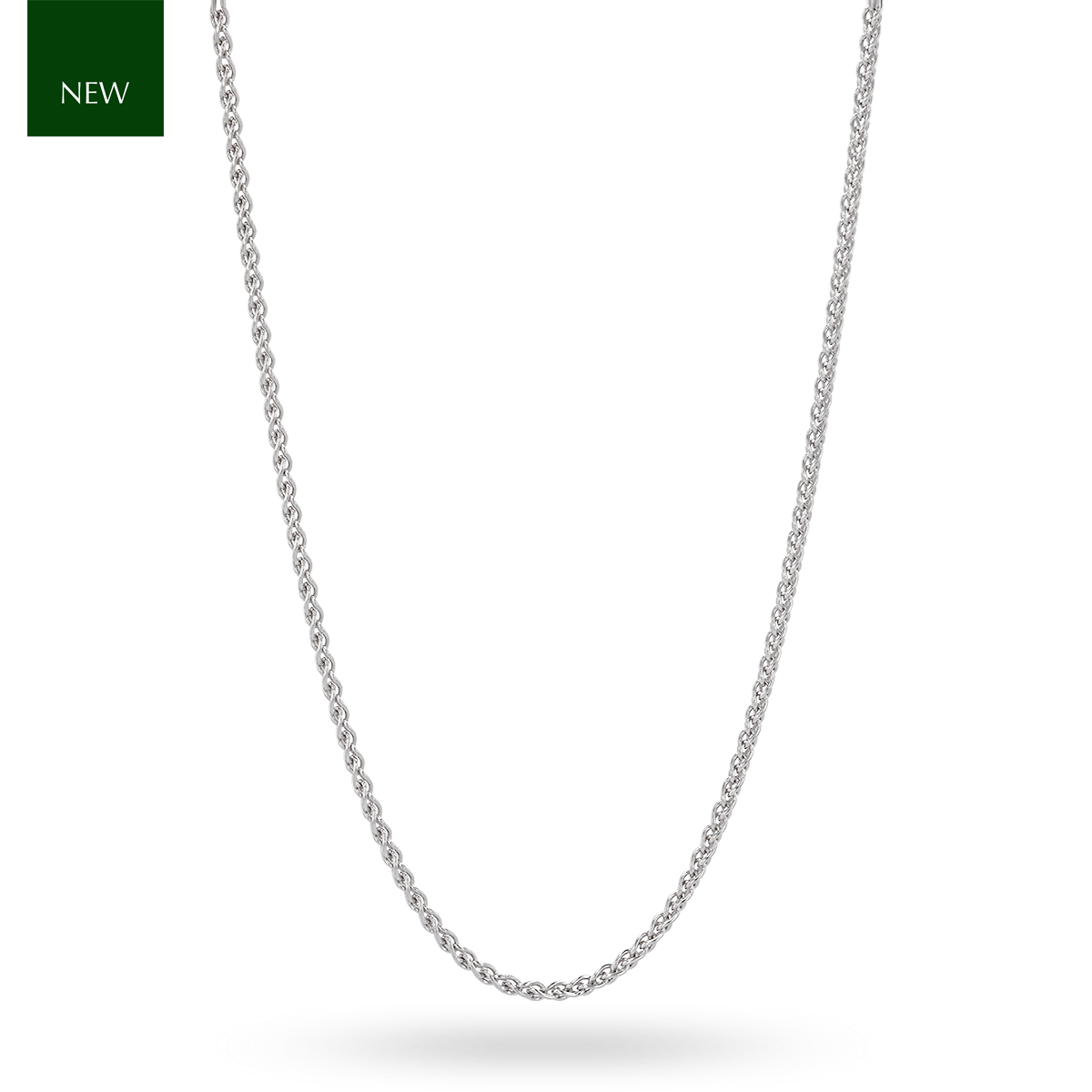 9ct White Gold 1mm Wheat Chain