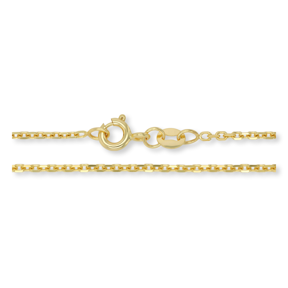 9ct Yellow Gold 1.2mm Diamond Cut Trace Chain - Clasp