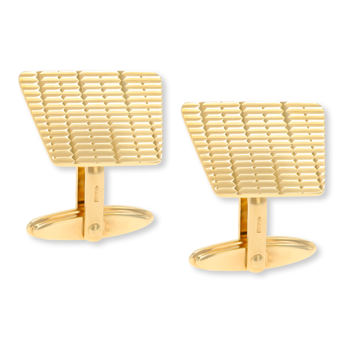 9ct Yellow Gold Diamond Cut Trapezium Cufflinks