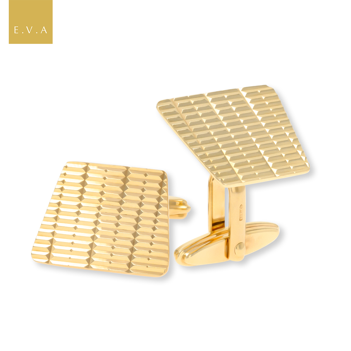 9ct Yellow Gold Diamond Cut Trapezium Cufflinks