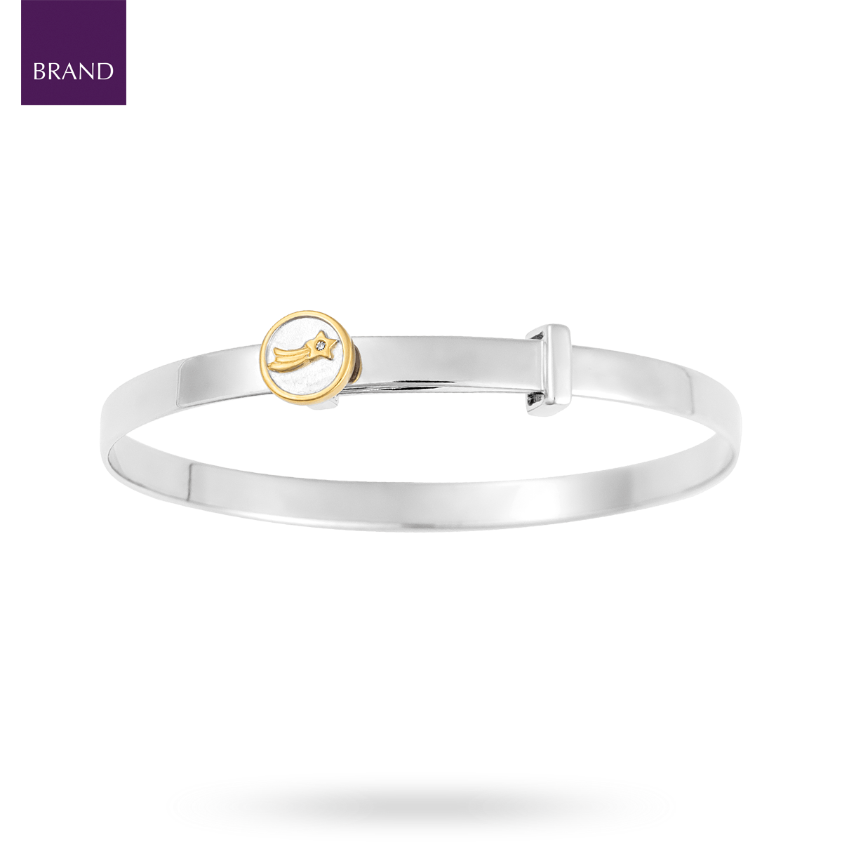 Recycled Sterling Silver Shooting Star Expanding Bangle with Diamond