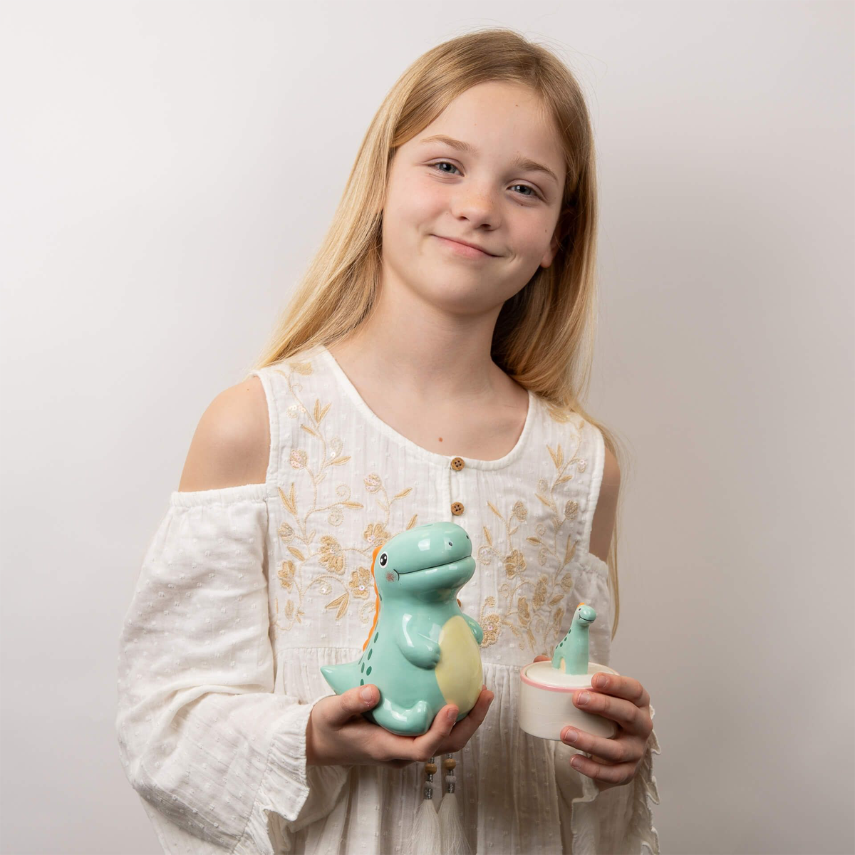 Ceramic Green Dinosaur Money Box