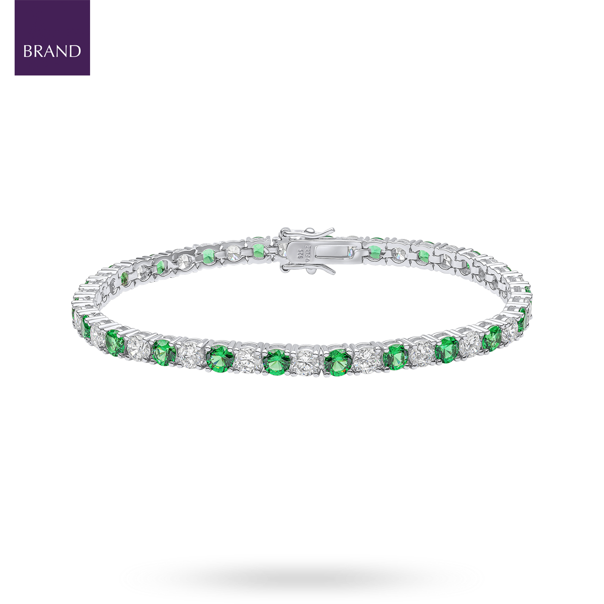 Sterling Silver Green Cubic Zirconia Tennis Bracelet