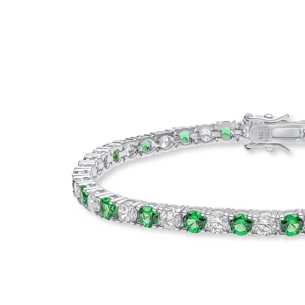 Sterling Silver Green Cubic Zirconia Tennis Bracelet