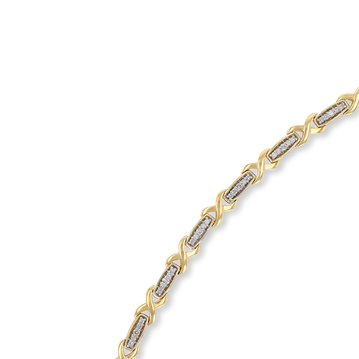 9ct Yellow Gold Diamond Set Log & Kiss Link Bracelet