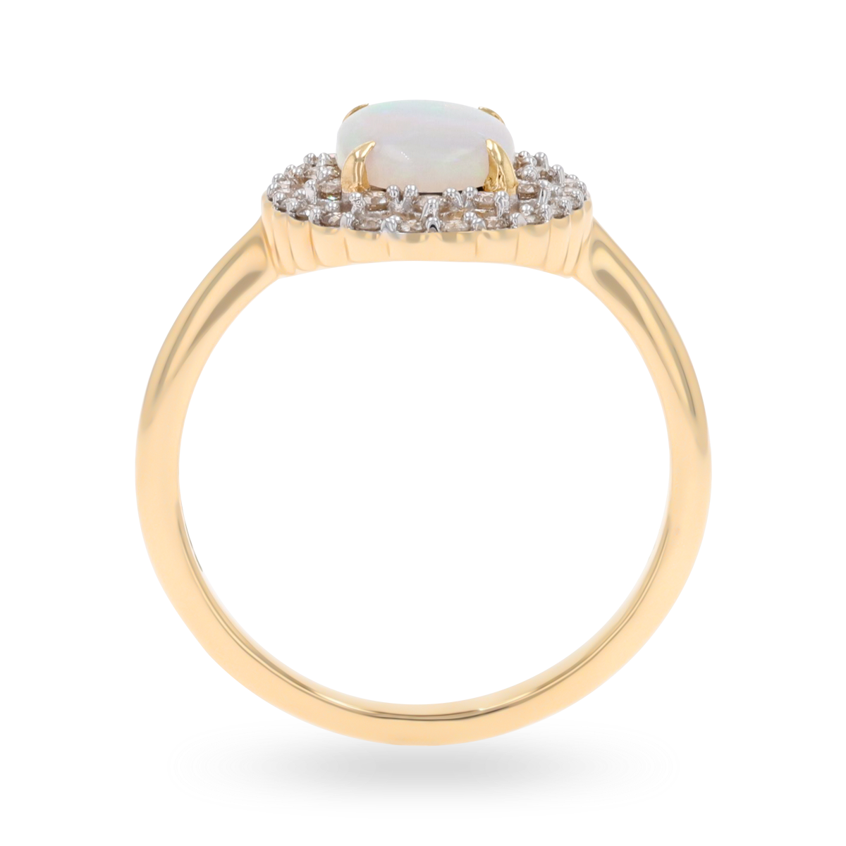 9ct Yellow Gold Oval Opal & Diamond Cluster Ring