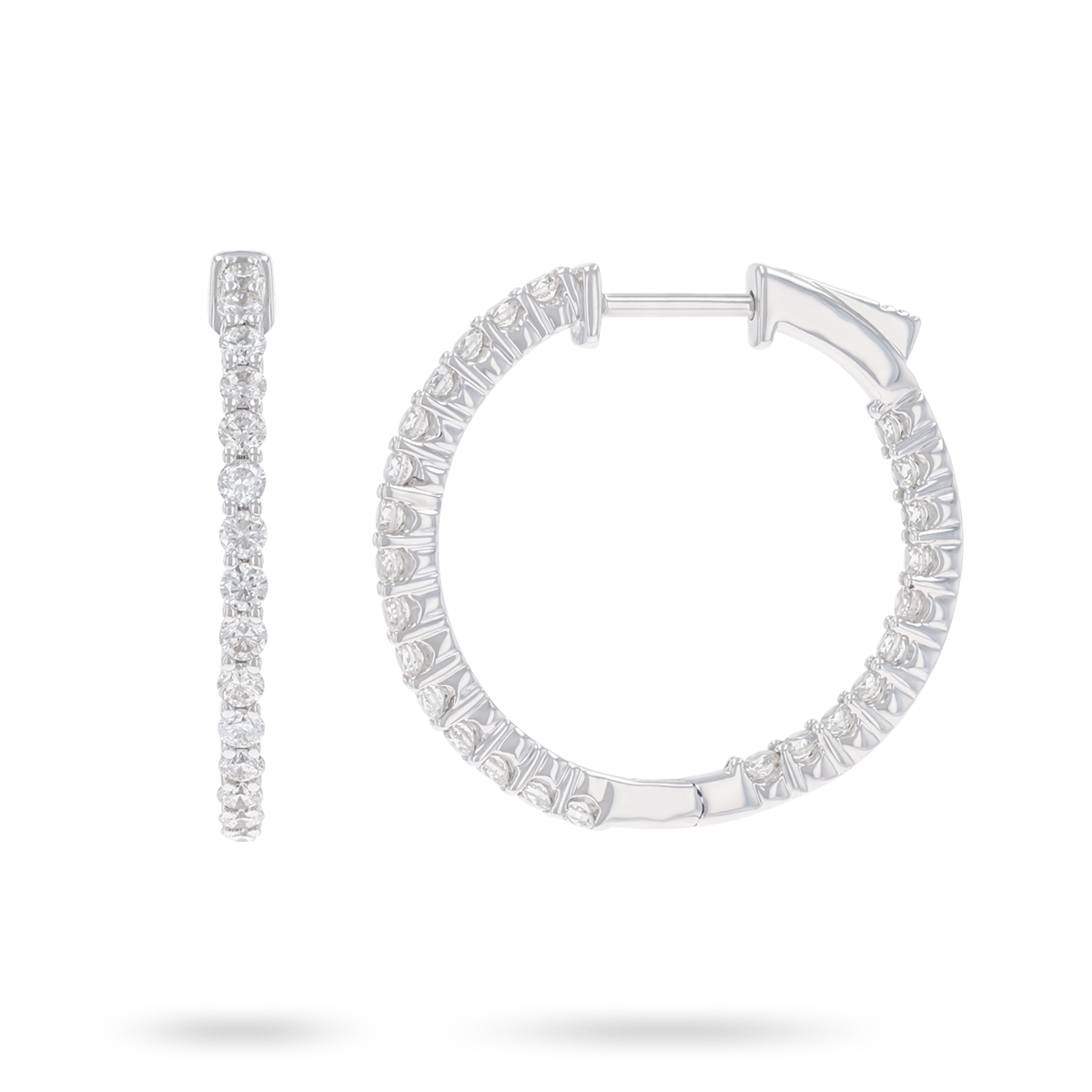 9ct White Gold 1.08cts Diamond Hoop Earrings
