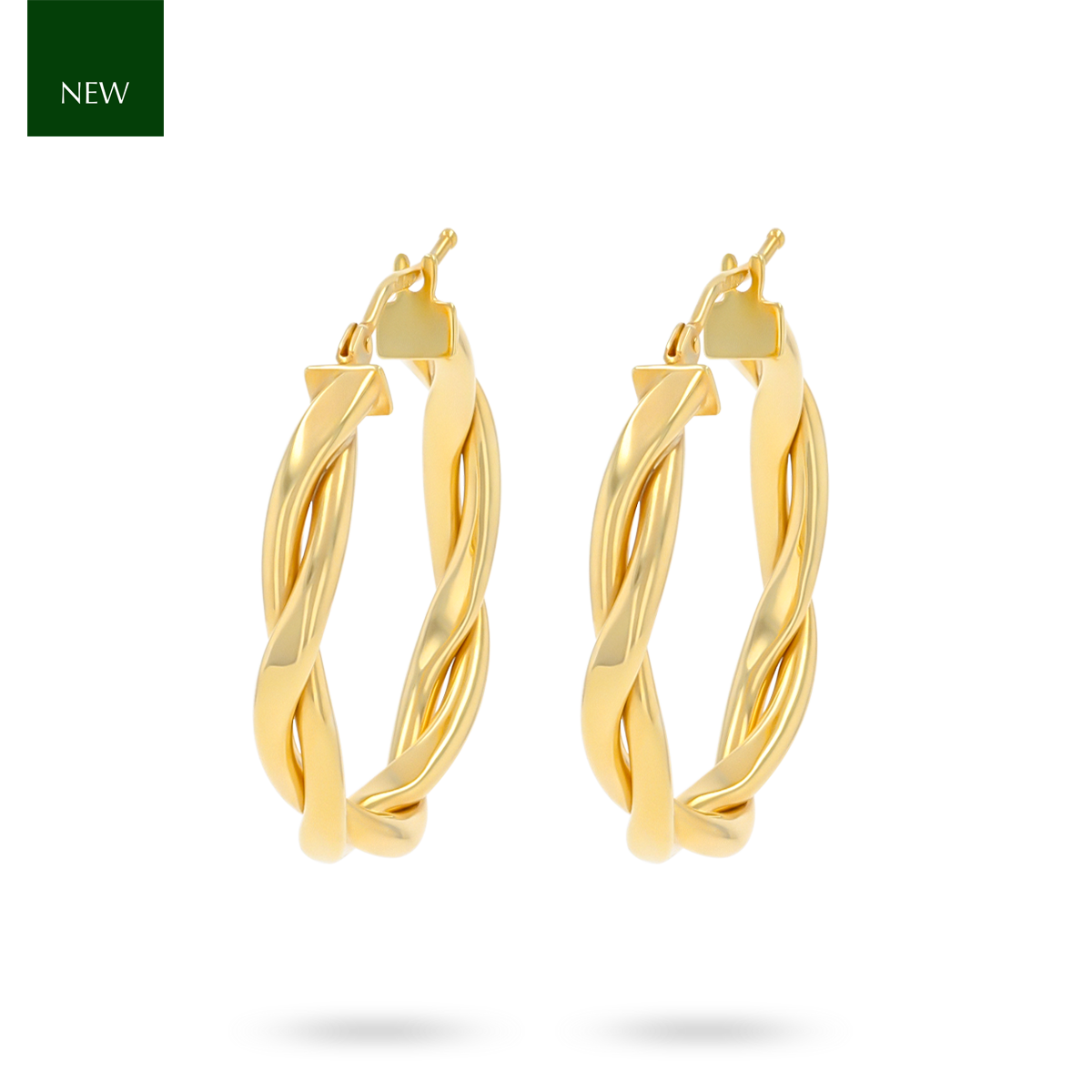 9ct Yellow Gold Double Twist Flat Hoop Earrings