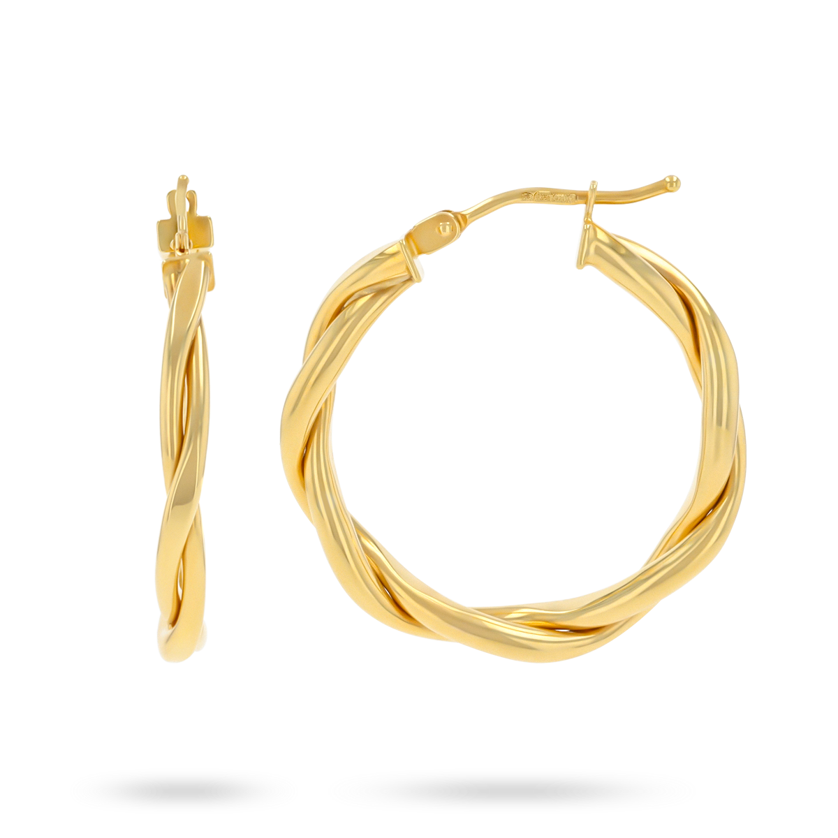 9ct Yellow Gold Double Twist Flat Hoop Earrings