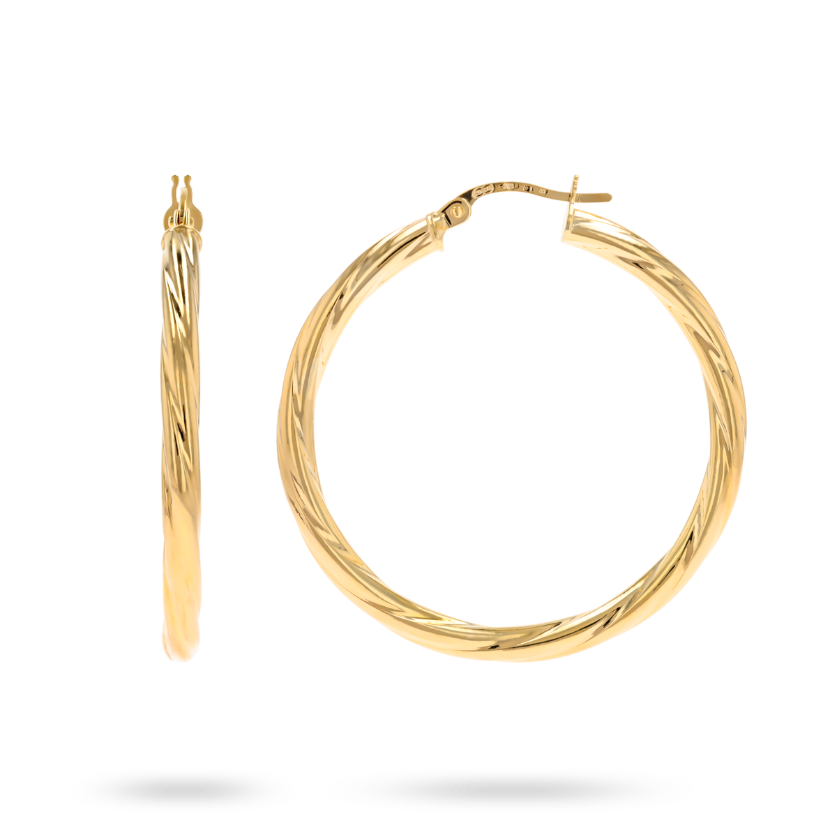 9ct Yellow Gold Twisted Hoop Earrings