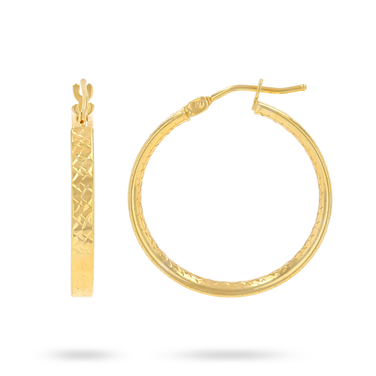 9ct Yellow Gold Diamond Cut Band Hoop Earrings