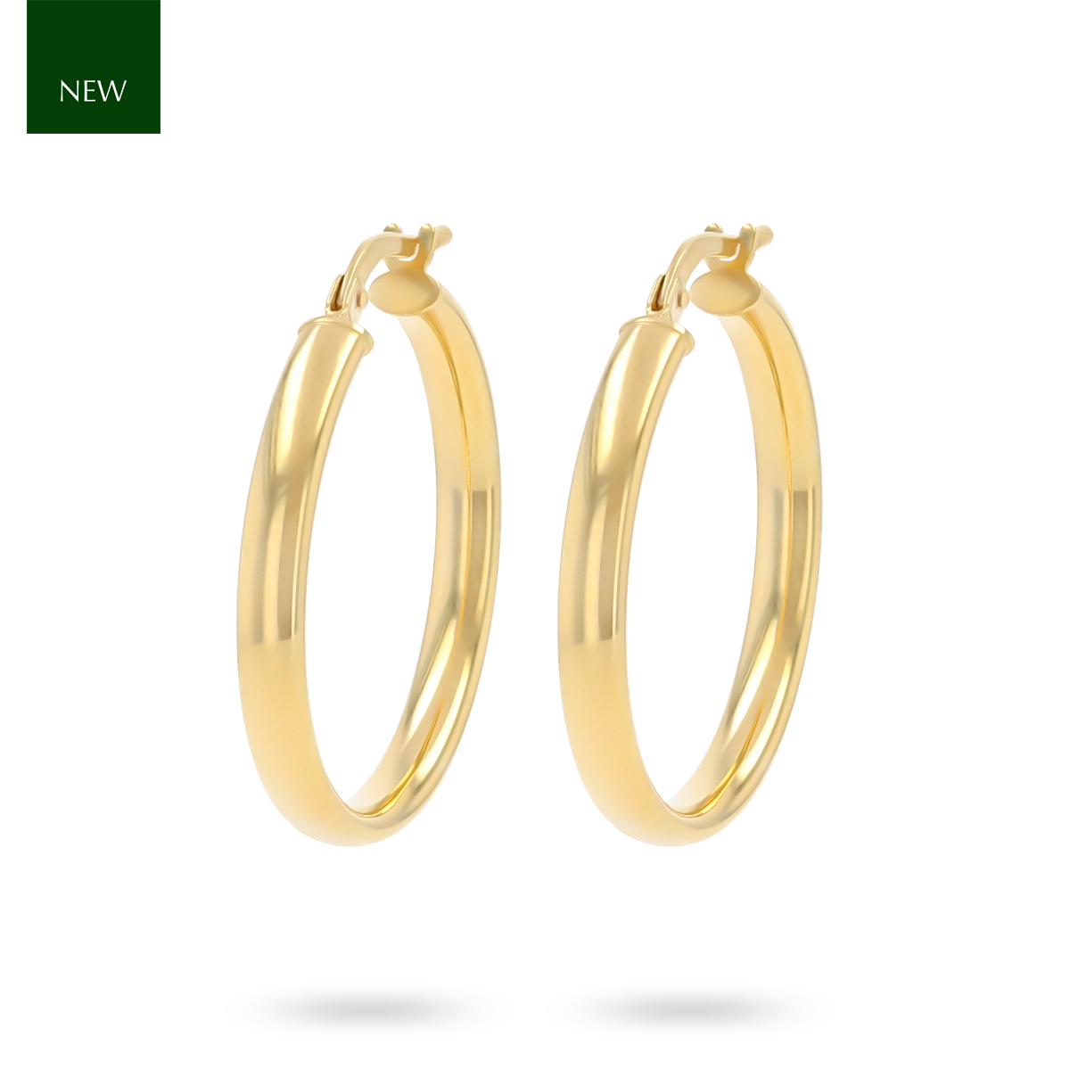 9ct Yellow Gold Plain Court Band Hoop Earrings