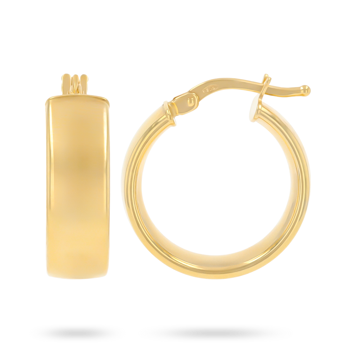 9ct Yellow Gold Plain Wide Band Hoop Earrings