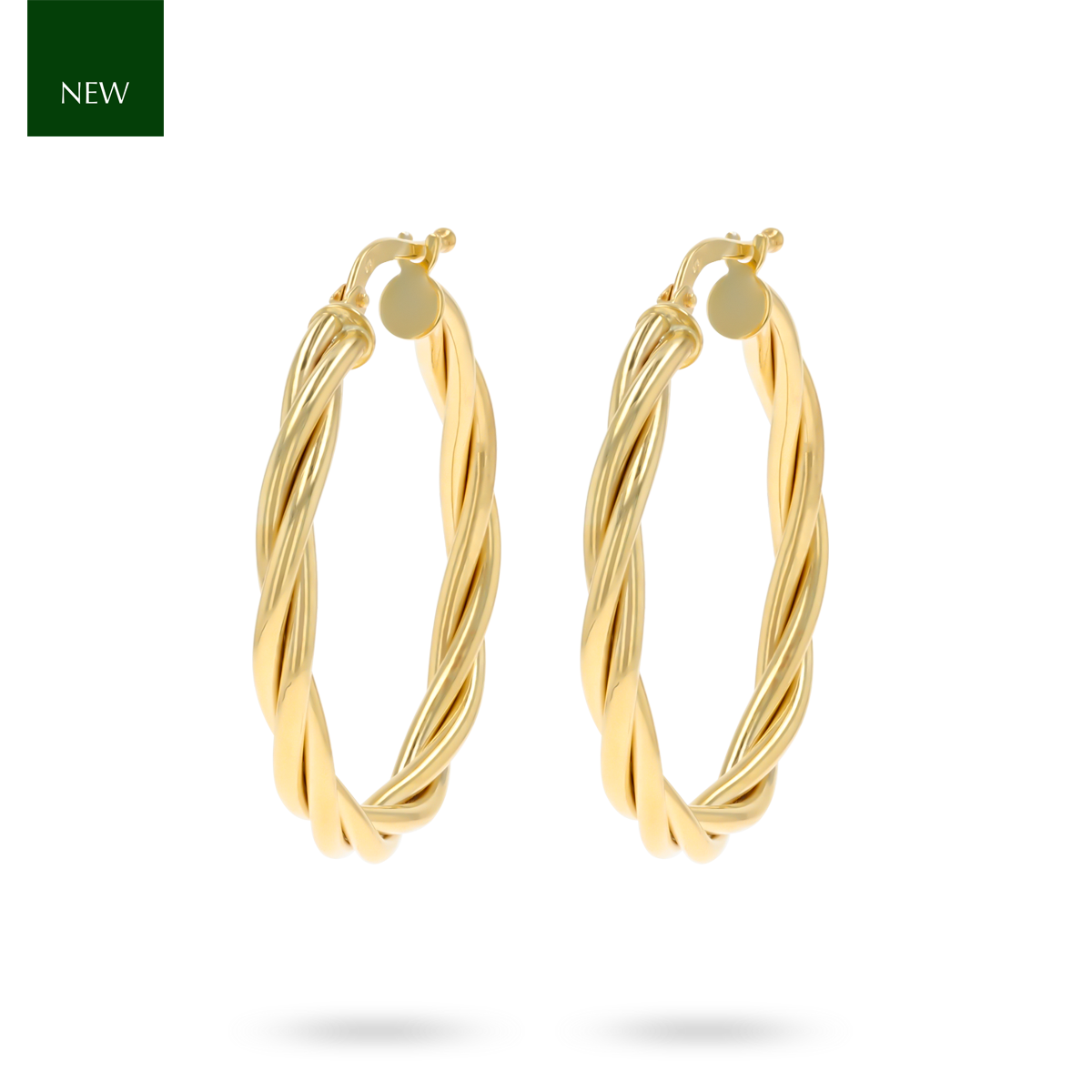 9ct Yellow Gold Double Twist Round Hoop Earrings