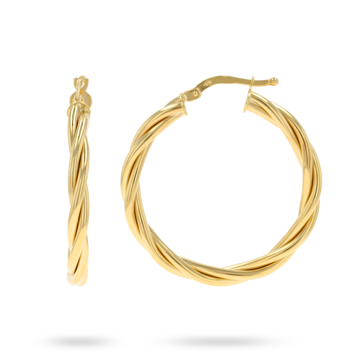 9ct Yellow Gold Double Twist Round Hoop Earrings