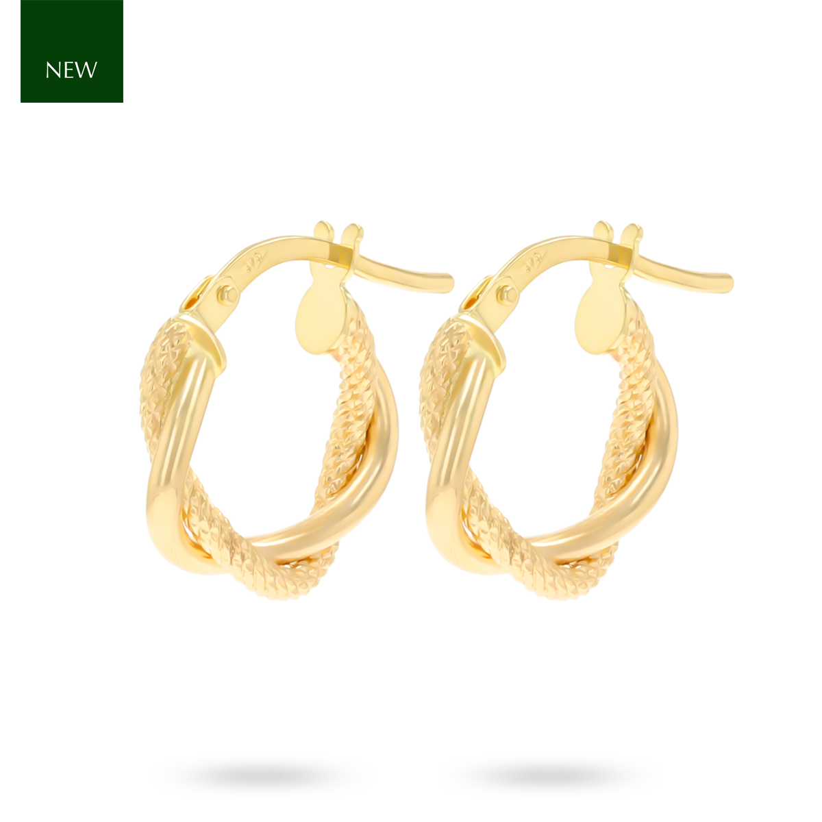 9ct Yellow Gold Double Twist Small Hoop Earrings