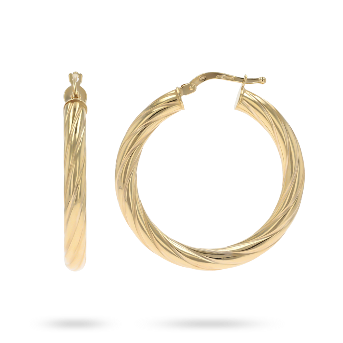 9ct Yellow Gold Chunky Twisted Round Hoop Earrings