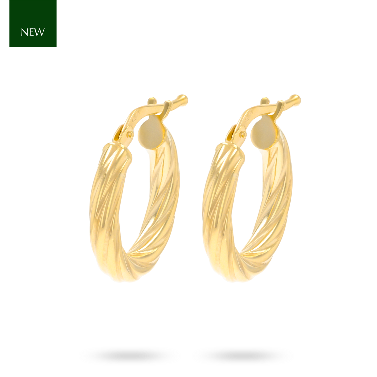 9ct Yellow Gold Small Chunky Twisted Round Hoop Earrings