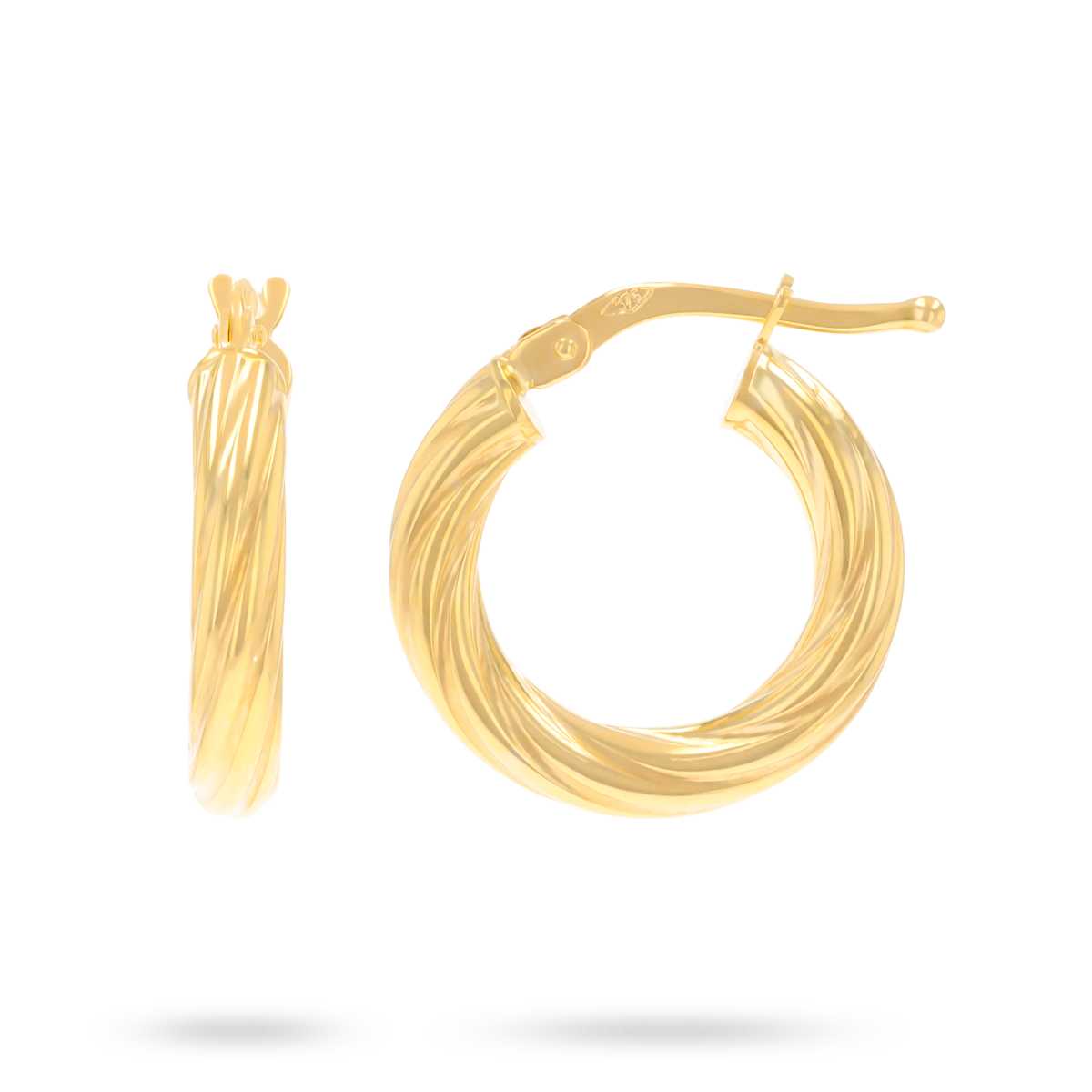 9ct Yellow Gold Small Chunky Twisted Round Hoop Earrings