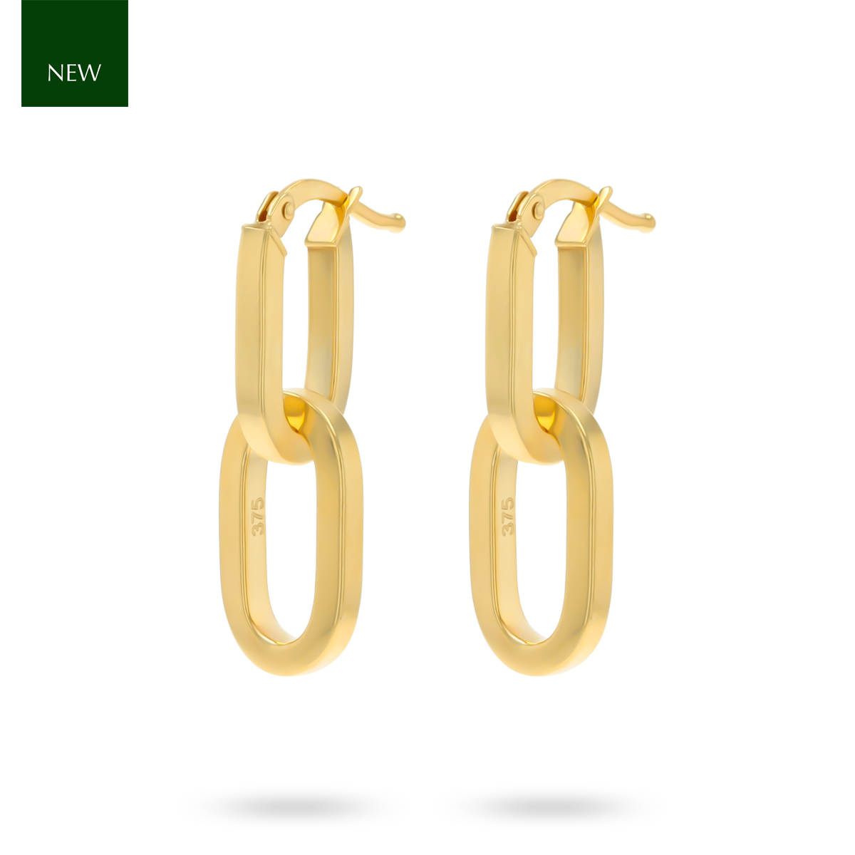 9ct Yellow Gold Double Oval Link Hoop Earrings