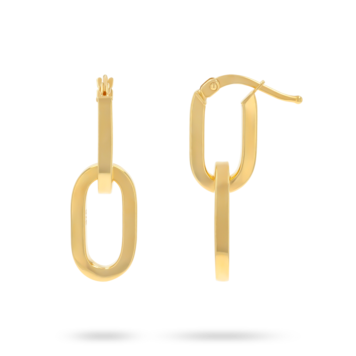 9ct Yellow Gold Double Oval Link Hoop Earrings