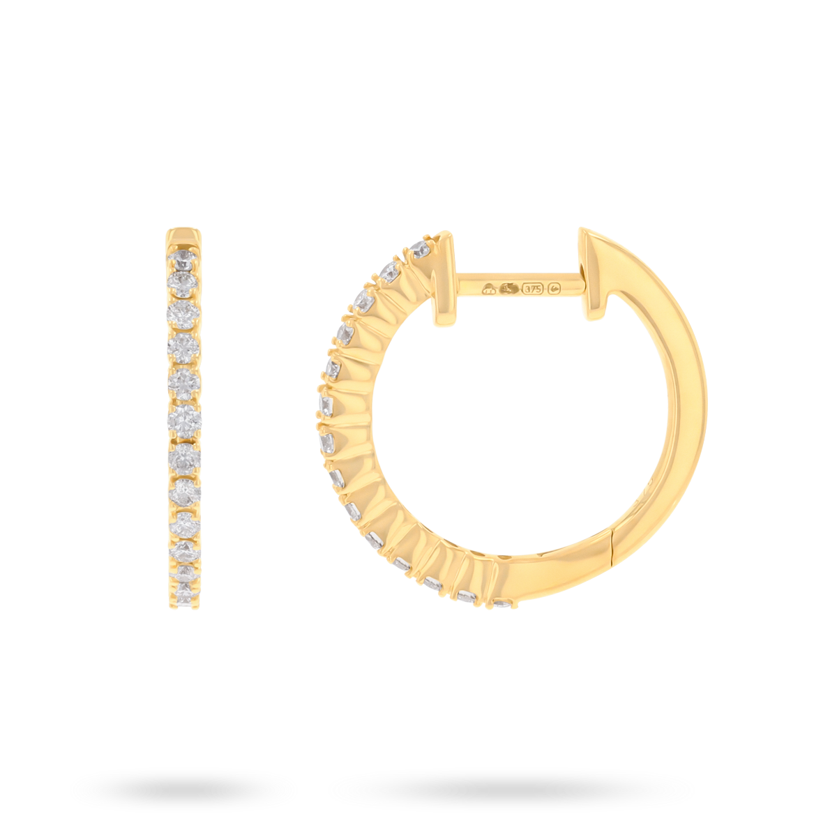 9ct Yellow Gold 0.26cts Diamond Hoop Earrings