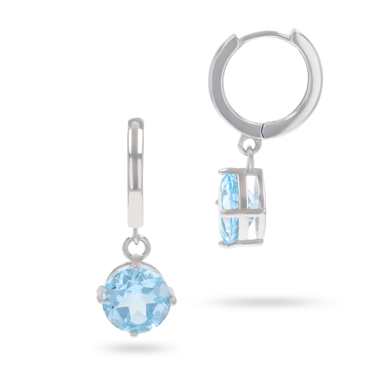 Sterling Silver Blue Topaz Hinged Huggie Earrings