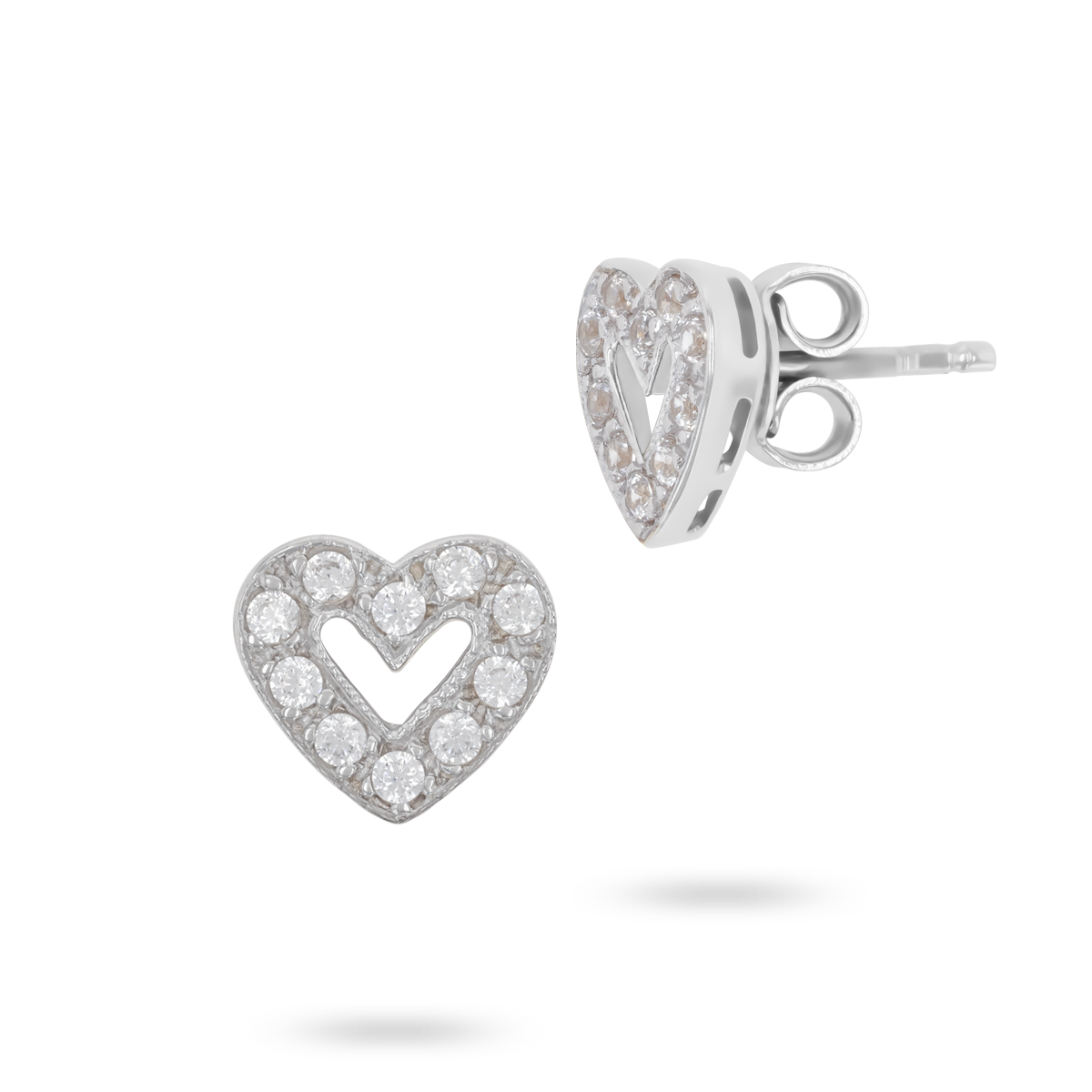 9ct White Gold Cubic Zirconia Heart Stud Earrings