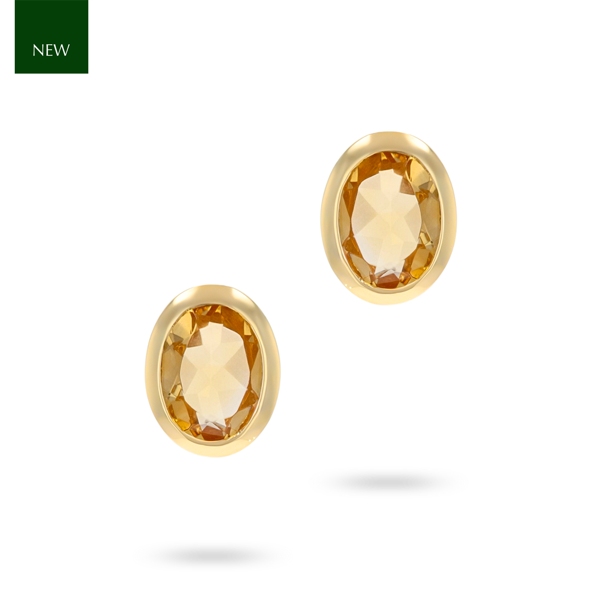 9ct Yellow Gold Oval Shaped Citrine Bezel Set Stud Earrings