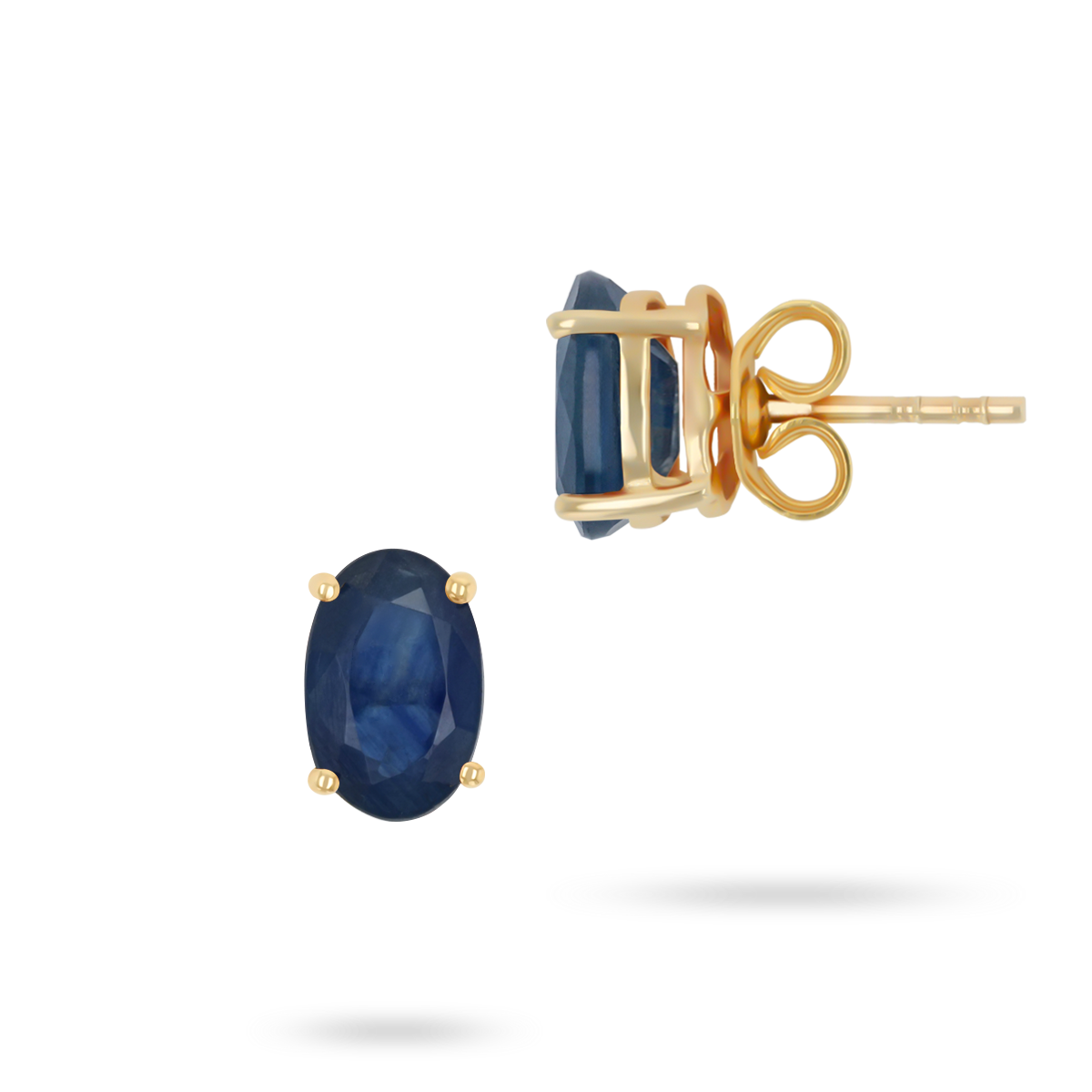 9ct Yellow Gold Oval Shaped Sapphire Claw Set Stud Earrings