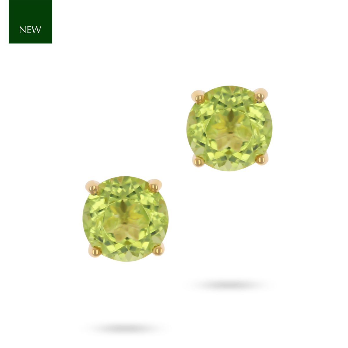 9ct Yellow Gold Round Shaped Peridot Claw Set Stud Earrings
