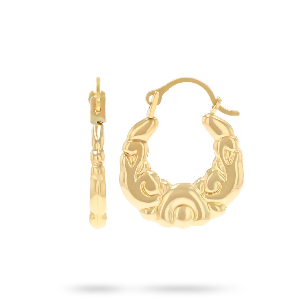 9ct Yellow Gold Micro Scroll Creole Earrings