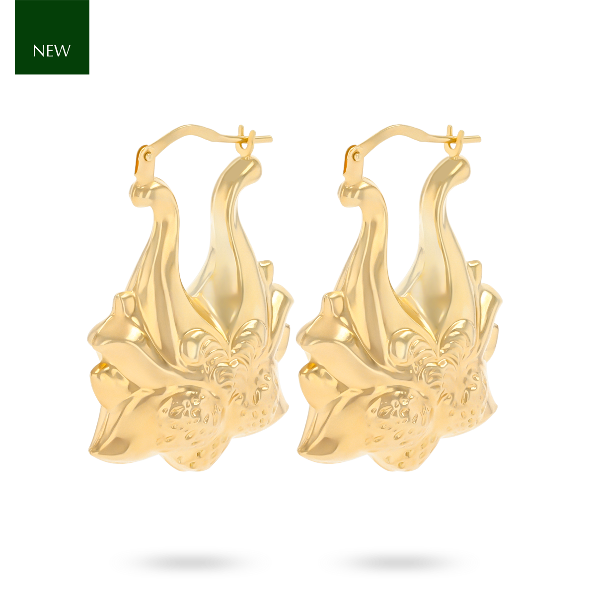 9ct Yellow Gold Strawberry Creole Earrings