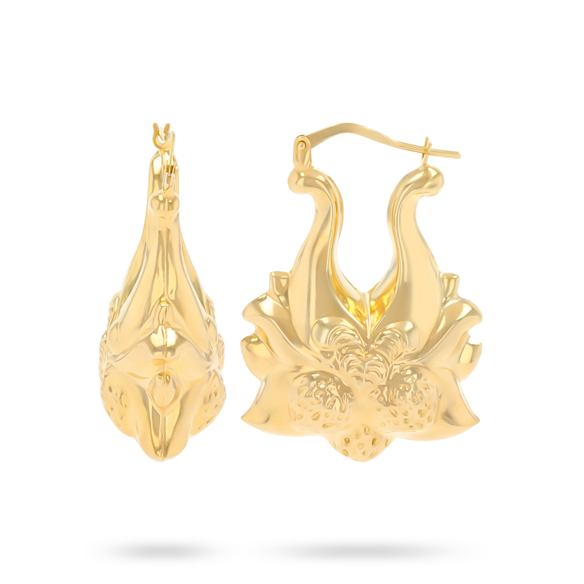 9ct Yellow Gold Strawberry Creole Earrings