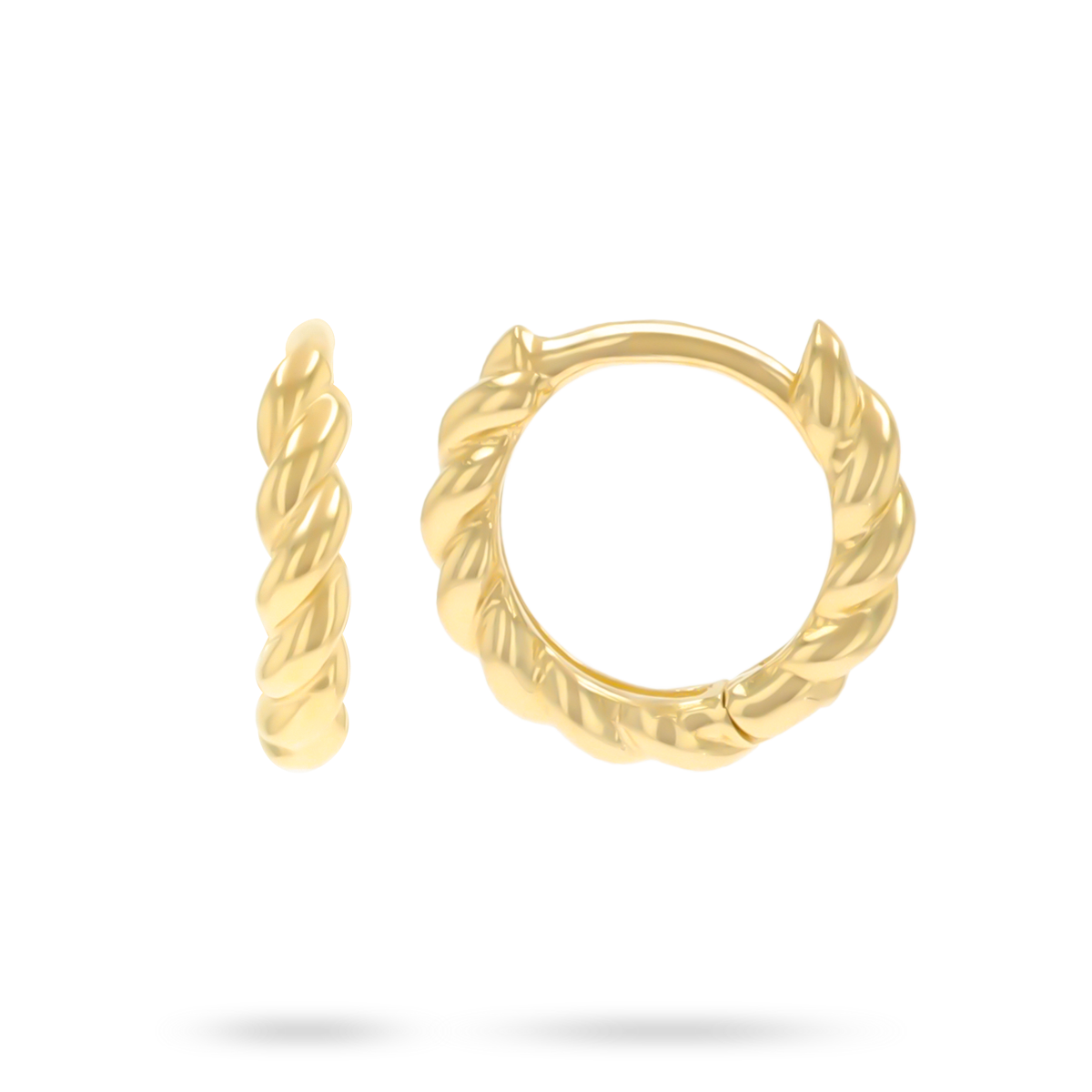 9ct Yellow Gold Twist Hinged Huggie Earrings