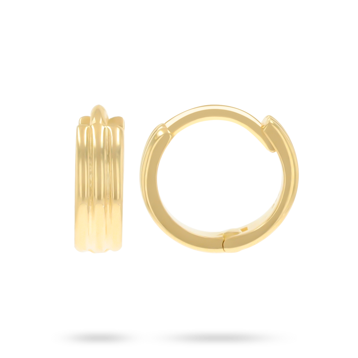 9ct Yellow Gold Ribbed Hinged Huggie Earrings