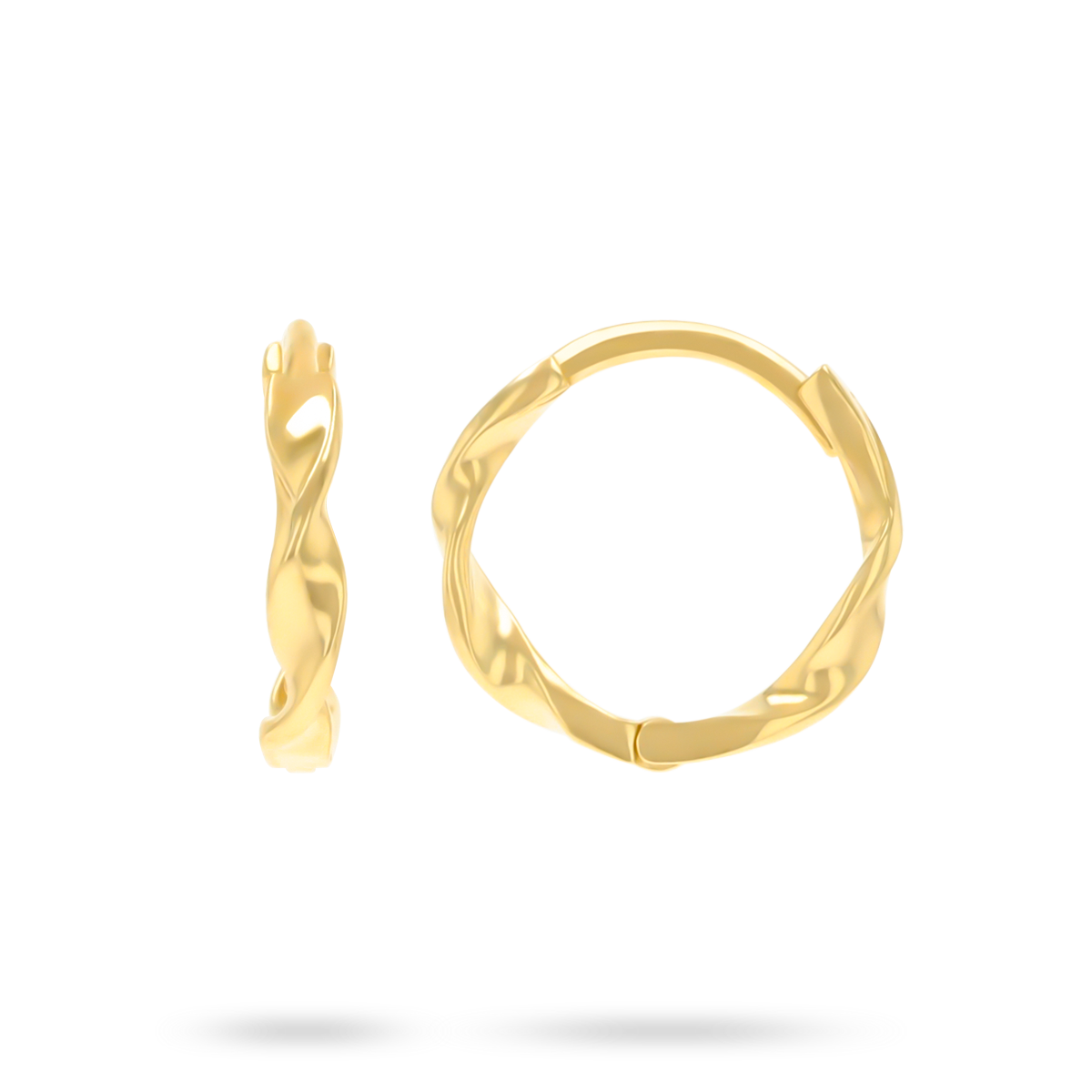 9ct Yellow Gold Ribbon Twist Hinged Huggie Earrings