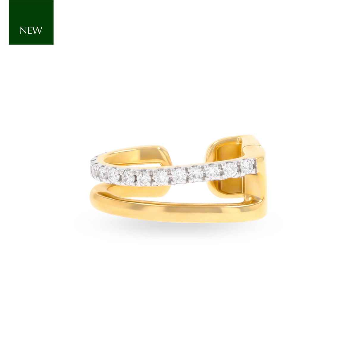 9ct Yellow Gold Diamond Set Hinged Ear Cuff