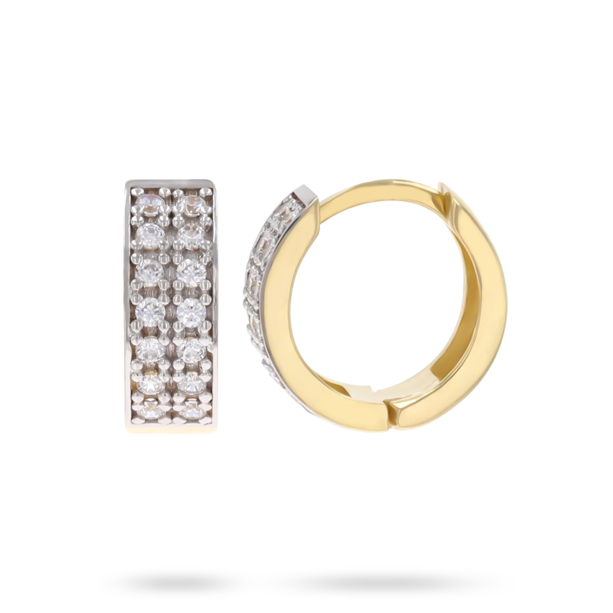 9ct Yellow Gold Cubic Zirconia Double Row Huggie Earrings