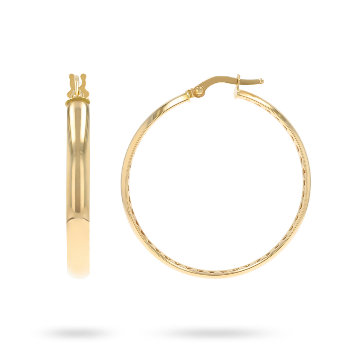 9ct Yellow Gold D-Shape Tube Hoop Earrings
